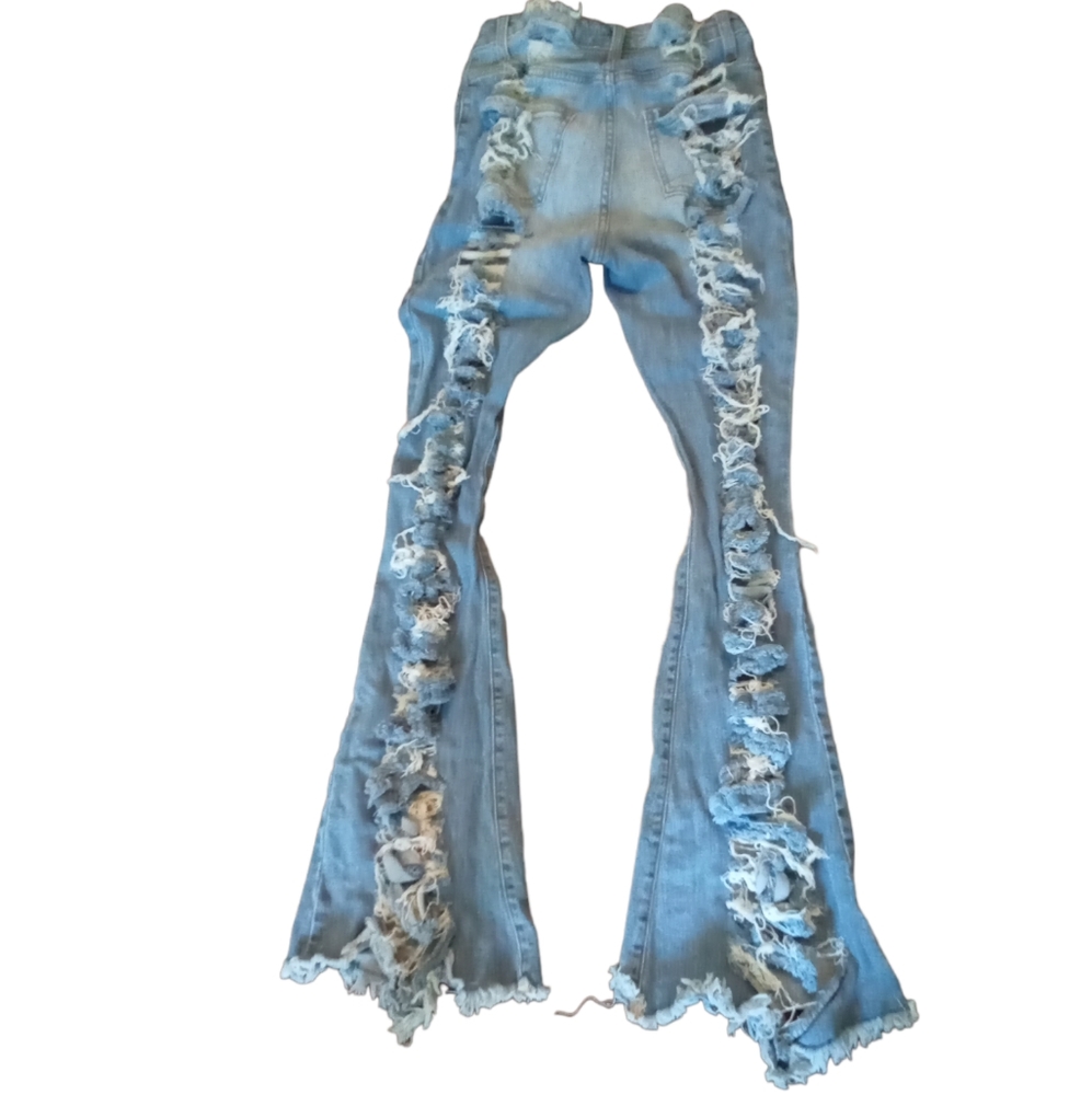 Back-siide Slashed Jeans